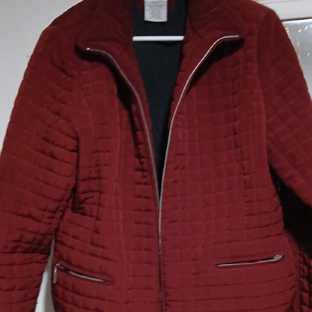 George Red Puffer Jacket Quilted Design Stand-Up Collar